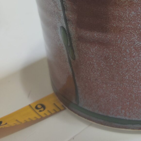 Pottery Biscuit Jar or pretty covered storage container, very glossy redware - Picture 6 of 9